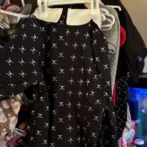 Black Dress with White Collar and Skull Pattern